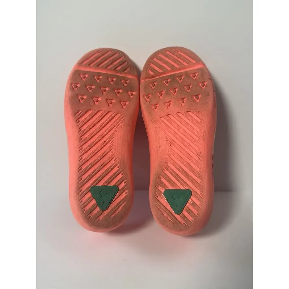 Plae Ty Girls Sneakers Size 1 Youth Coral Pink Hook & Loop Lightweight Shoes